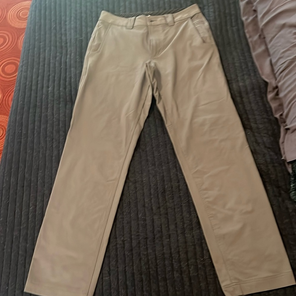 Lululemon Mens Flap Pockets Pant 34x32 Gray Striped Work To Play II Stretchy